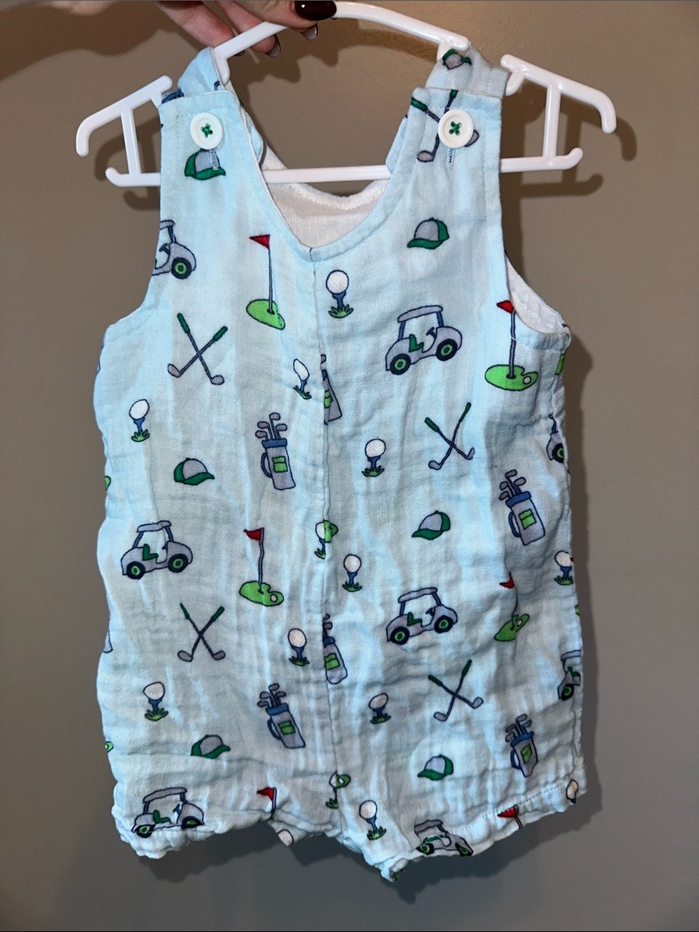 Good Lad Golf Print Romper Baby 12M Blue Like New Sleeveless Cotton One Piece